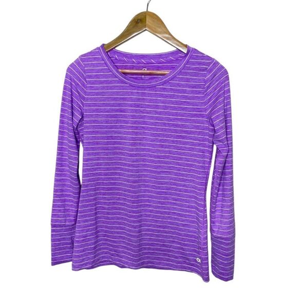 GapFit Purple Striped Long Sleeve Workout Active Top - Picture 1 of 4